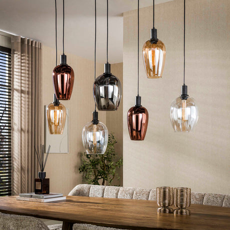 Hängelampe 7-Licht farbiges Glas Ayaz