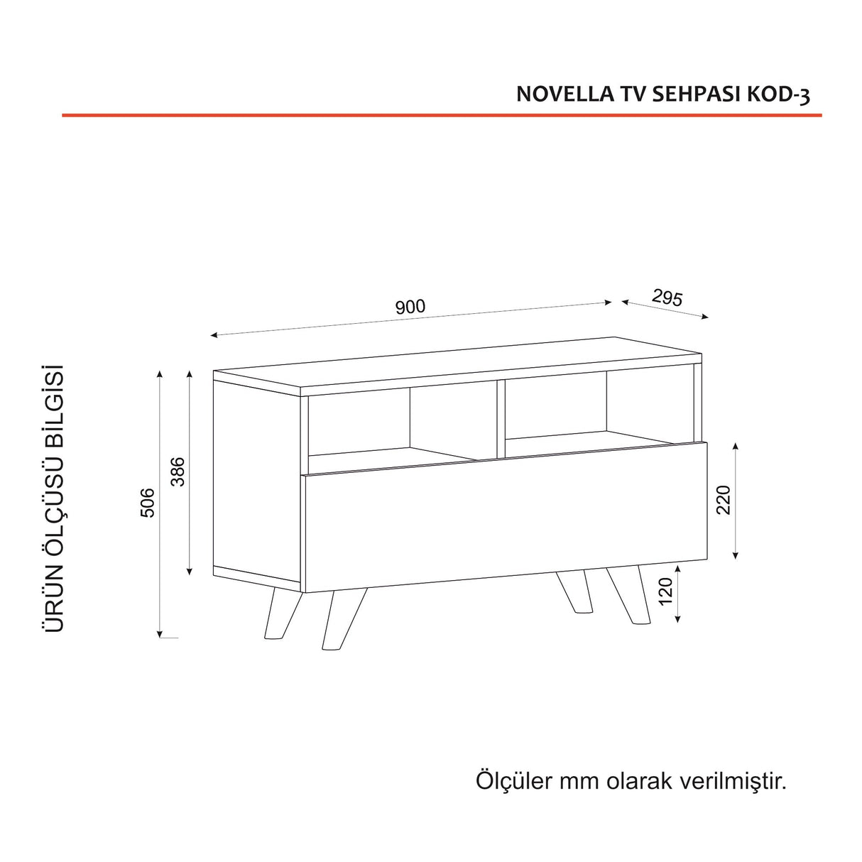 TV -Möbel Novella White Walnut Melamine 90x50.6x29.5 cm