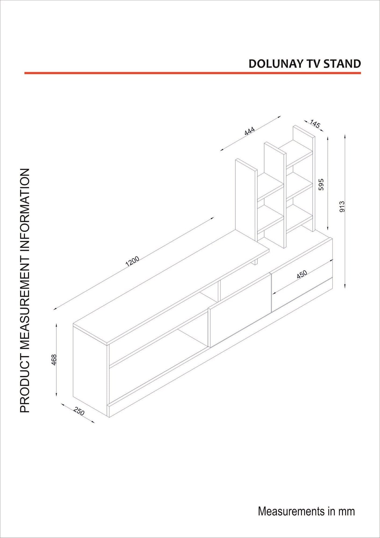 TV -Möbel Set Dolunay White Melamin 164.4x91.3x25 cm