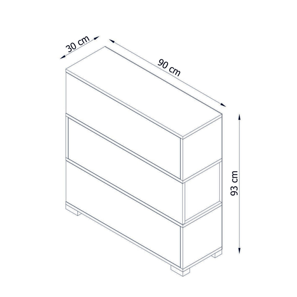 Schuhschrank Napolyon Weiß Walnuss Melamin 90x93x30 cm