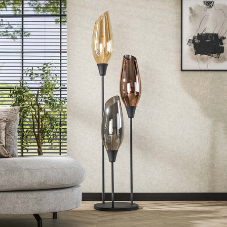 Vloerlamp Coco 3-lichts gekleurd glas