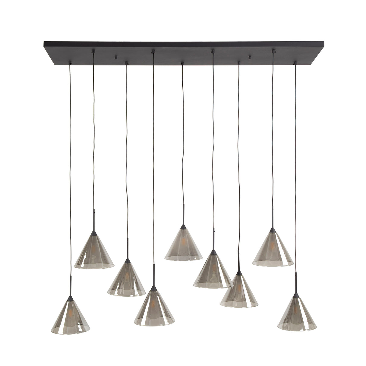 Hanglamp Niaz 7-lichts tapse kap smoke grey glas