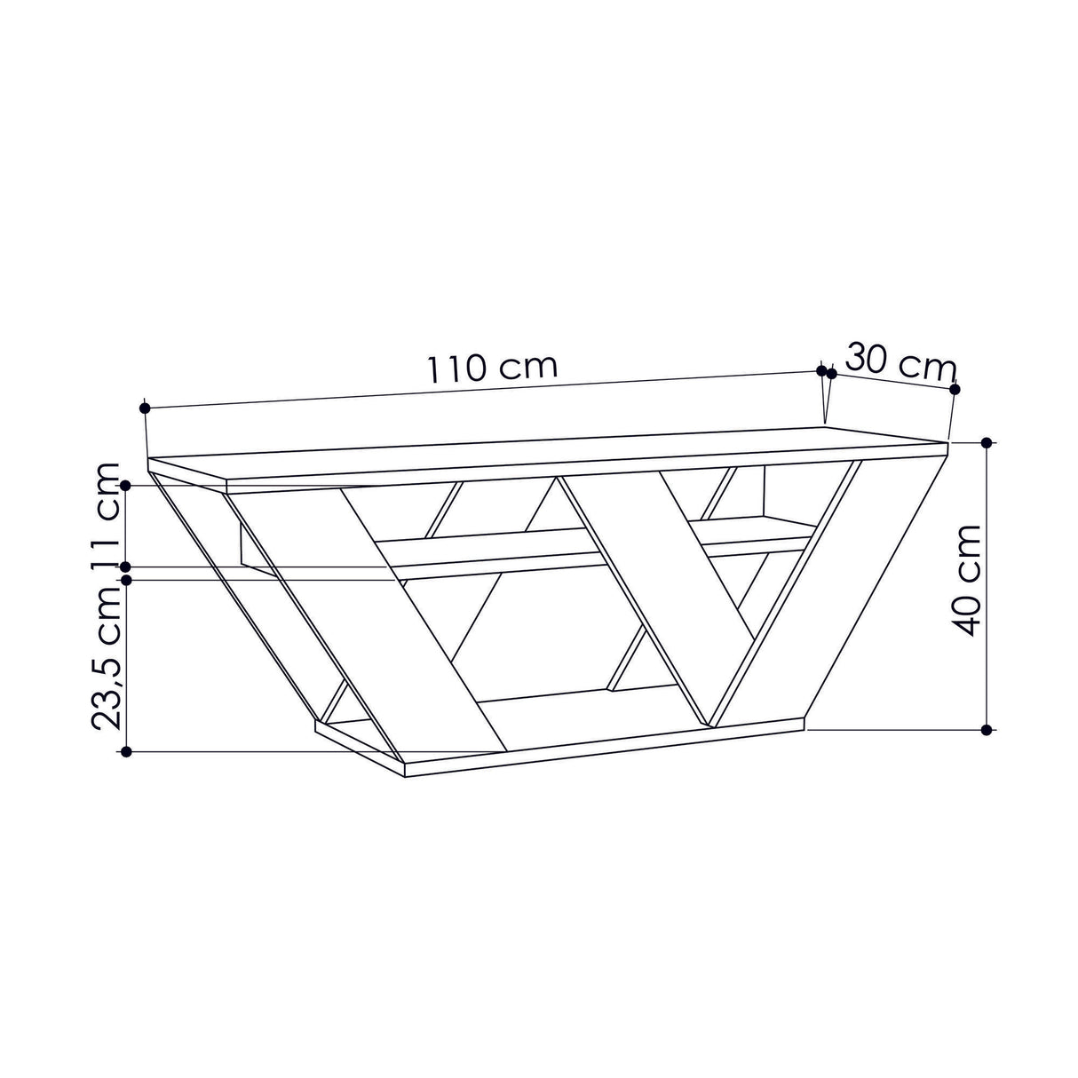 TV -Möbel Pipralla Oak Melamin 110x40x30 cm