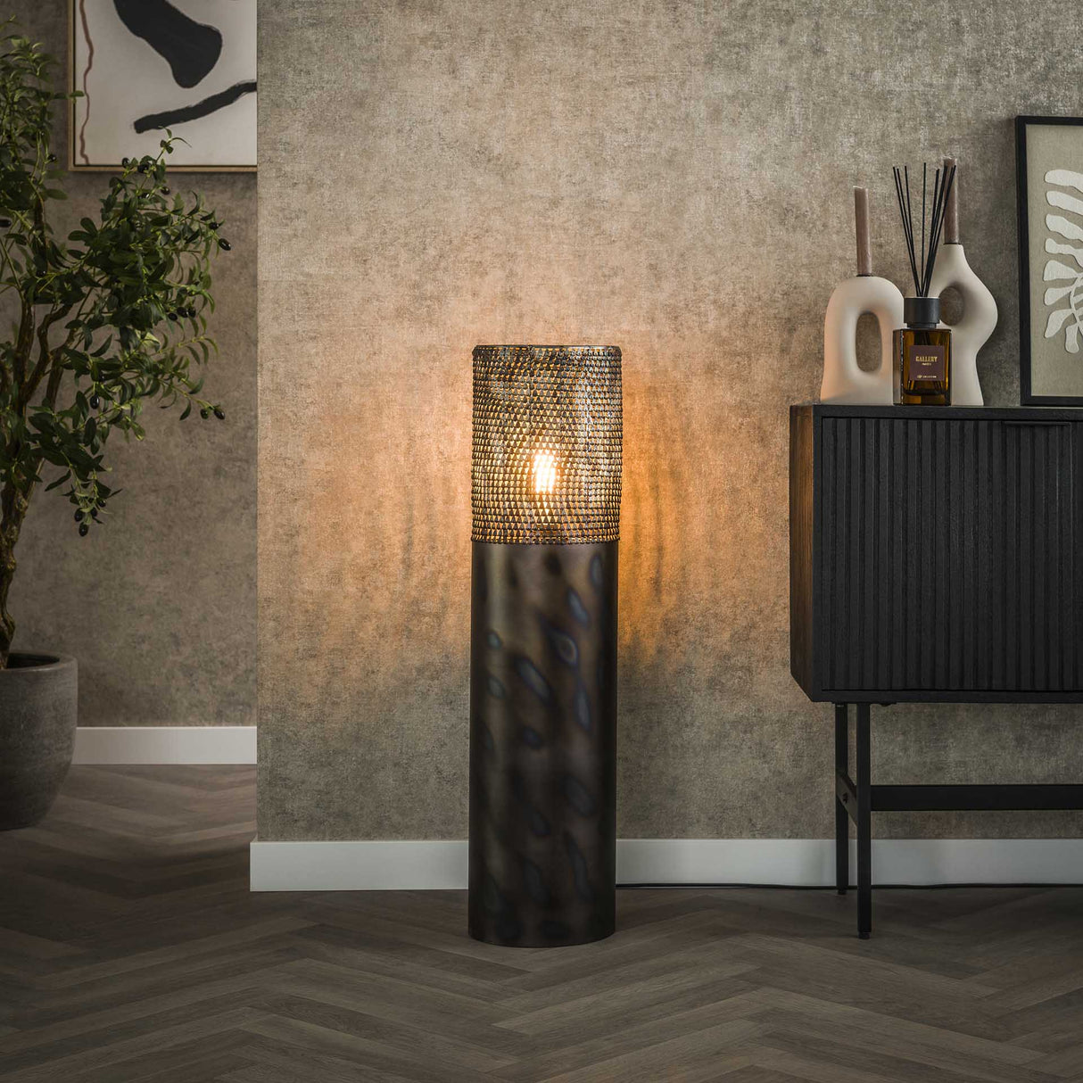 Vloerlamp cilinder Brick 90 cm zwart bruin