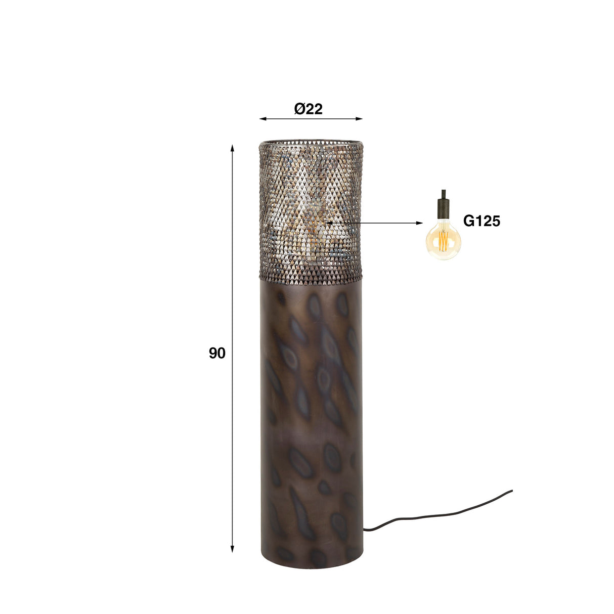 Vloerlamp cilinder Brick 90 cm zwart bruin