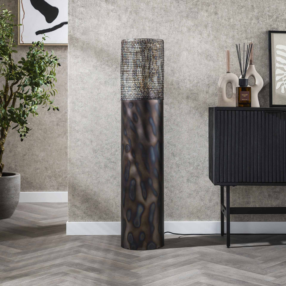 Vloerlamp cilinder Brick 120 cm zwart bruin