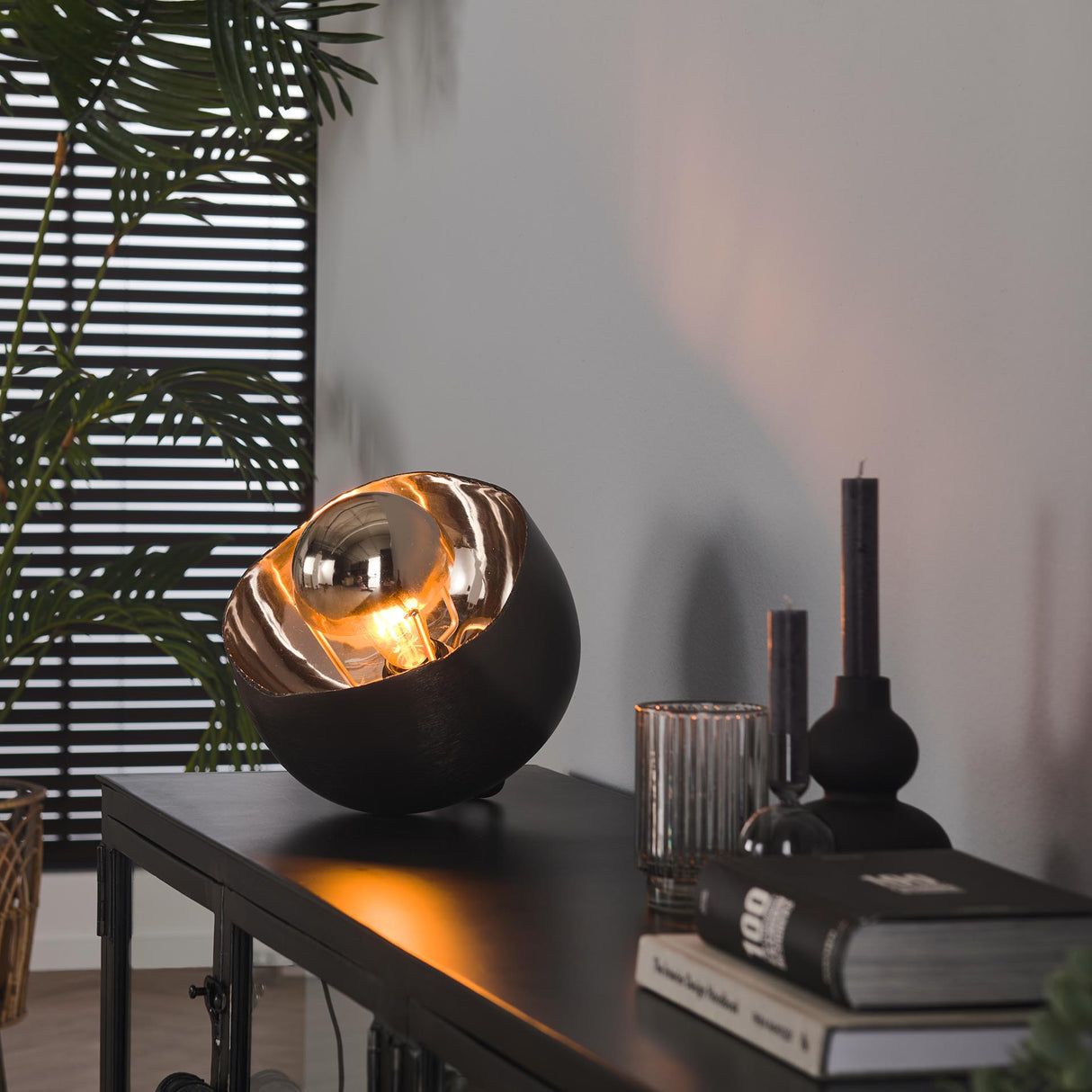Oria Tischlampe Ø28 Spiegel Schwarz Nickel 