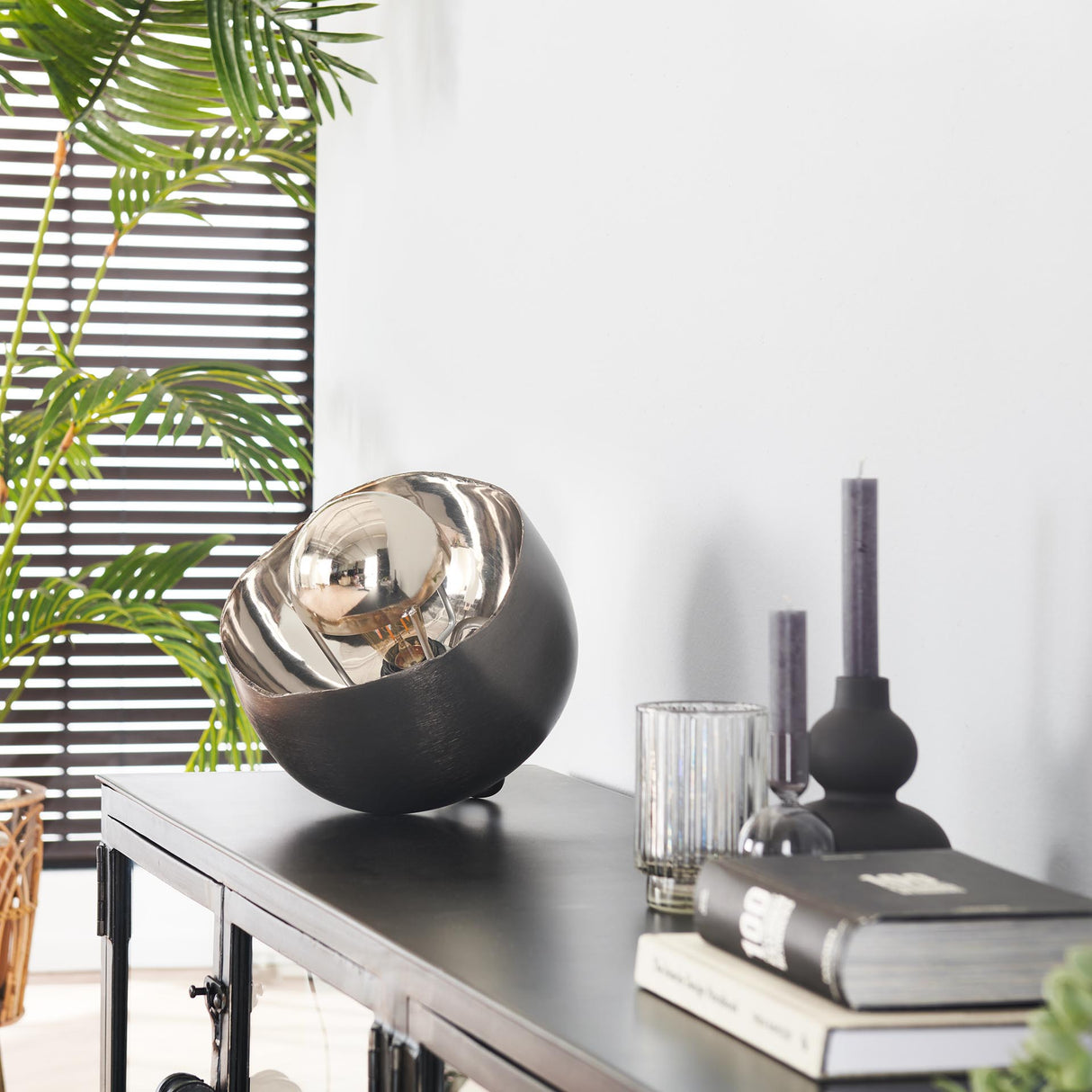 Oria Tischlampe Ø28 Spiegel Schwarz Nickel 