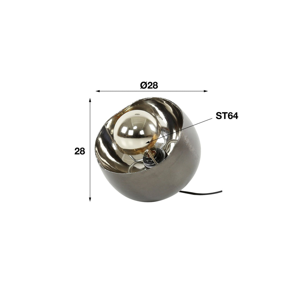 Oria Tischlampe Ø28 Spiegel Schwarz Nickel 