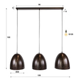 Industriell Hängelampe Kylian 3-Licht Metallbraun