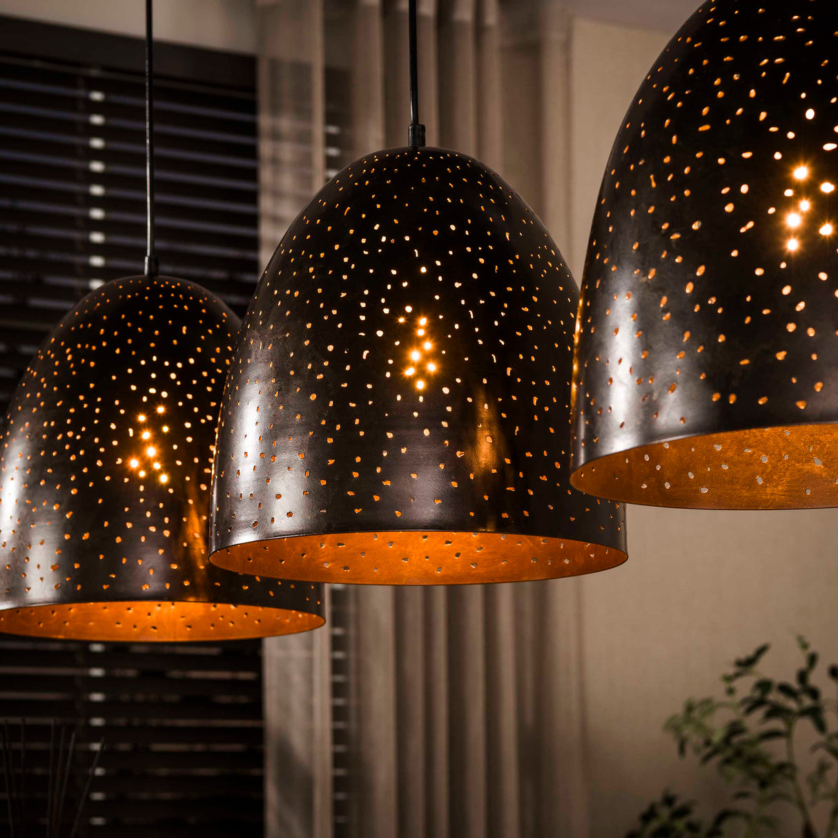 Industriell Hängelampe Kylian 3-Licht Metallbraun