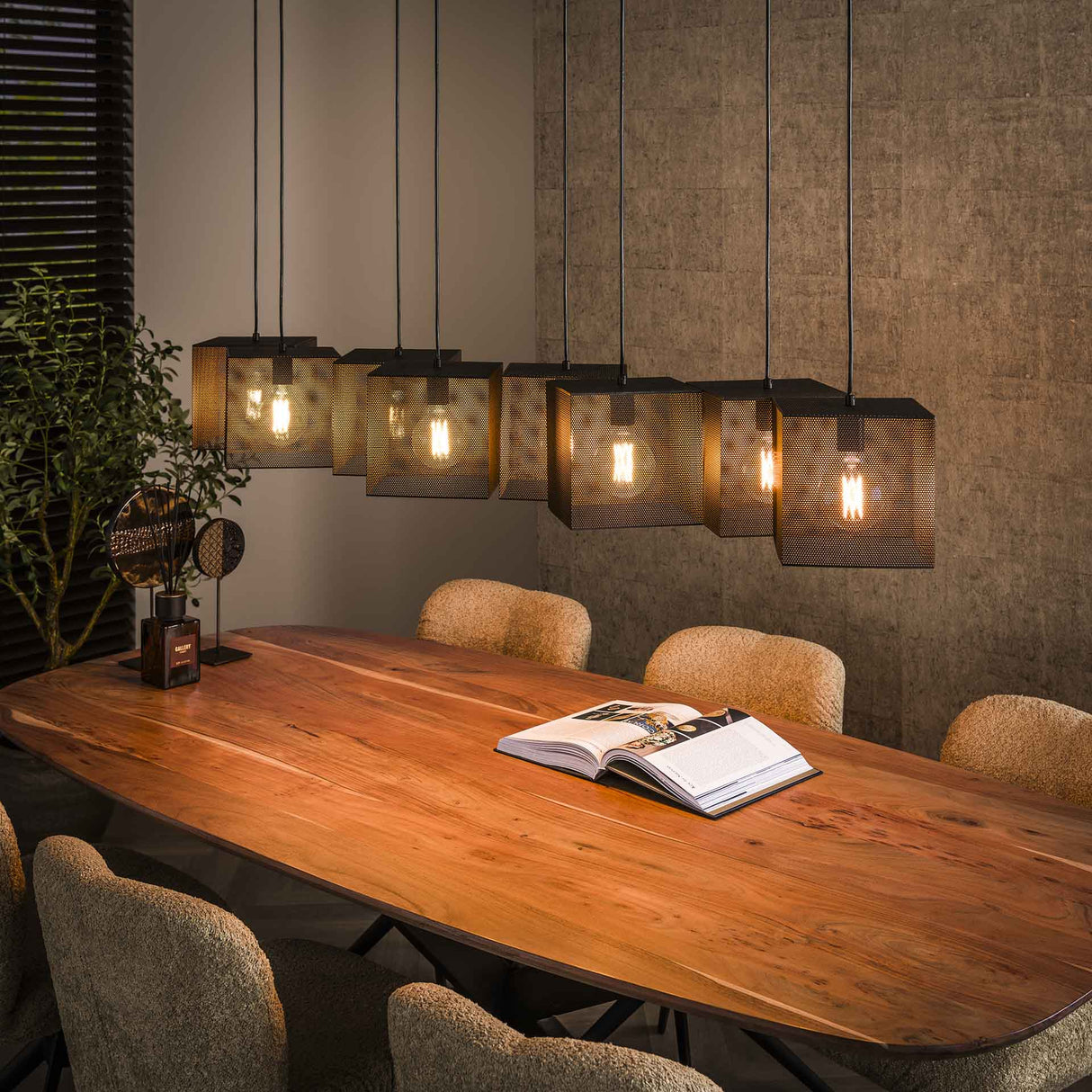 Hanglamp Wyatt 8-lichts mesh zwart