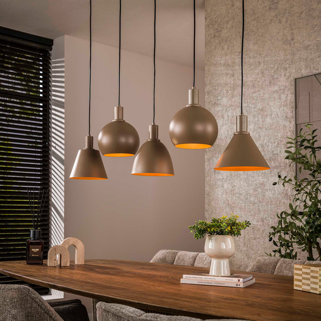 Hängelampe Nova 5-flammig - Beige - 120 cm 