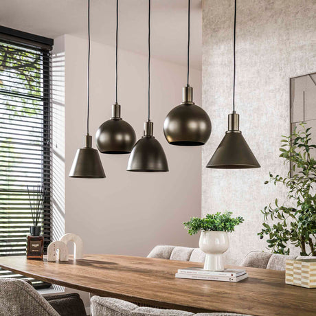 Hanglamp Sienna 5-lichts Industrieel - Bruin 120 cm