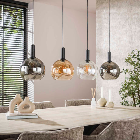 Hanglamp Valeo 4-lichts Zwart Metaal 135 cm