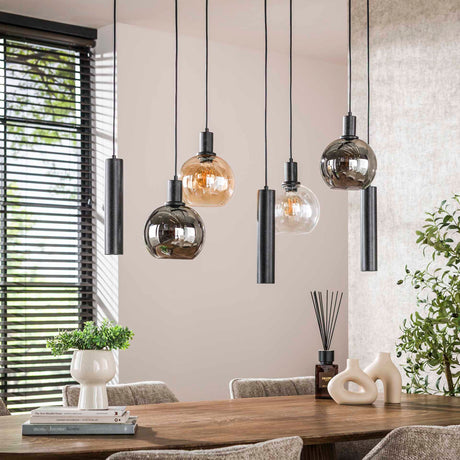 Hanglamp Orion 7-lichts – Zwart Metaal – 110 cm