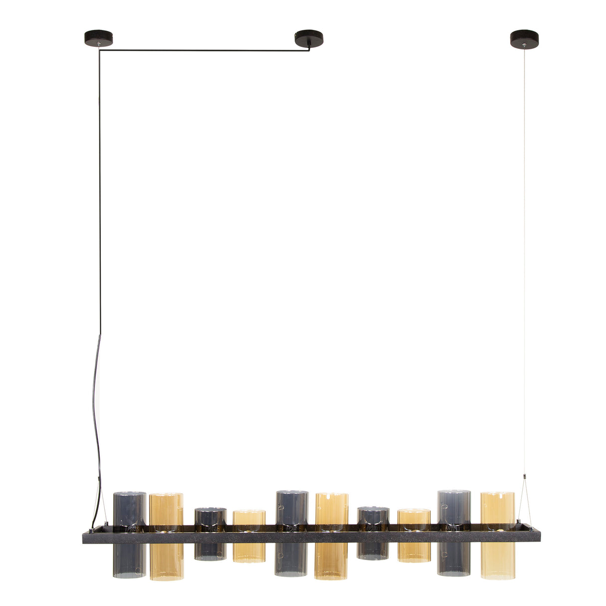 Hanglamp Khai 10-lichts cilinder gemixt glas