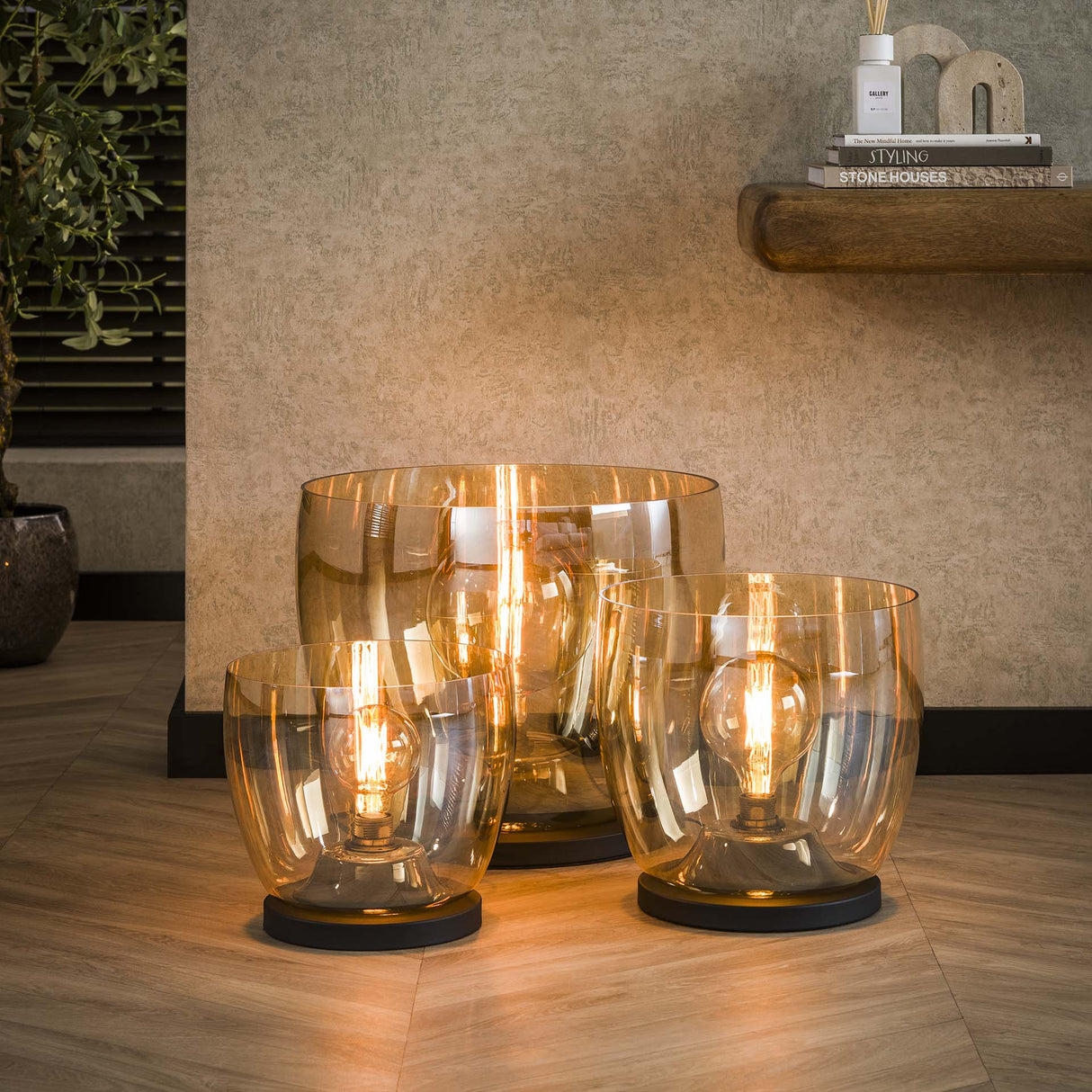Vloerlamp Dain UP XL Amberkleurig glas