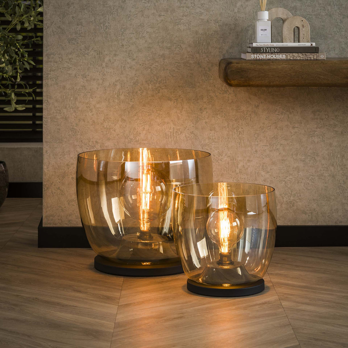Vloerlamp Dain UP XL Amberkleurig glas