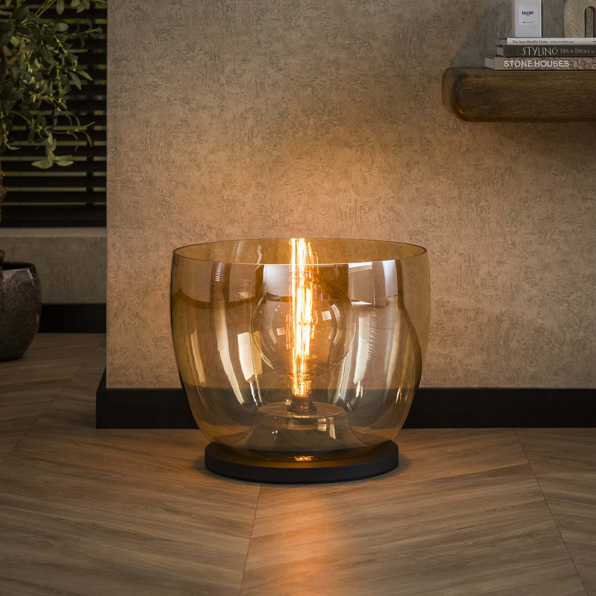 Vloerlamp Dain UP XXL Amberkleurig glas