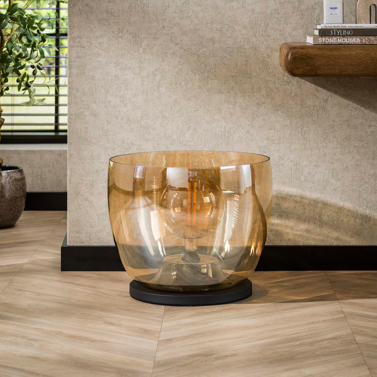 Stehlampe Dain UP XXL Bernsteinglas 