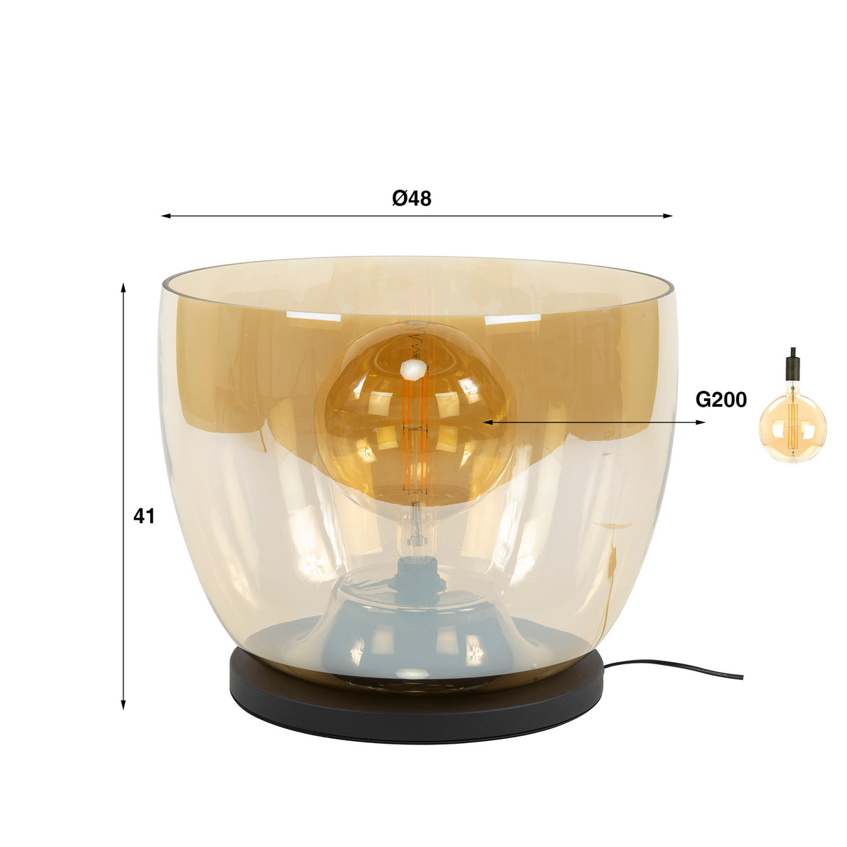 Vloerlamp Dain UP XXL Amberkleurig glas