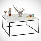 Couchtisch Quadrat 75x75 cm Pola - Weiß Marmorlook Melamin 