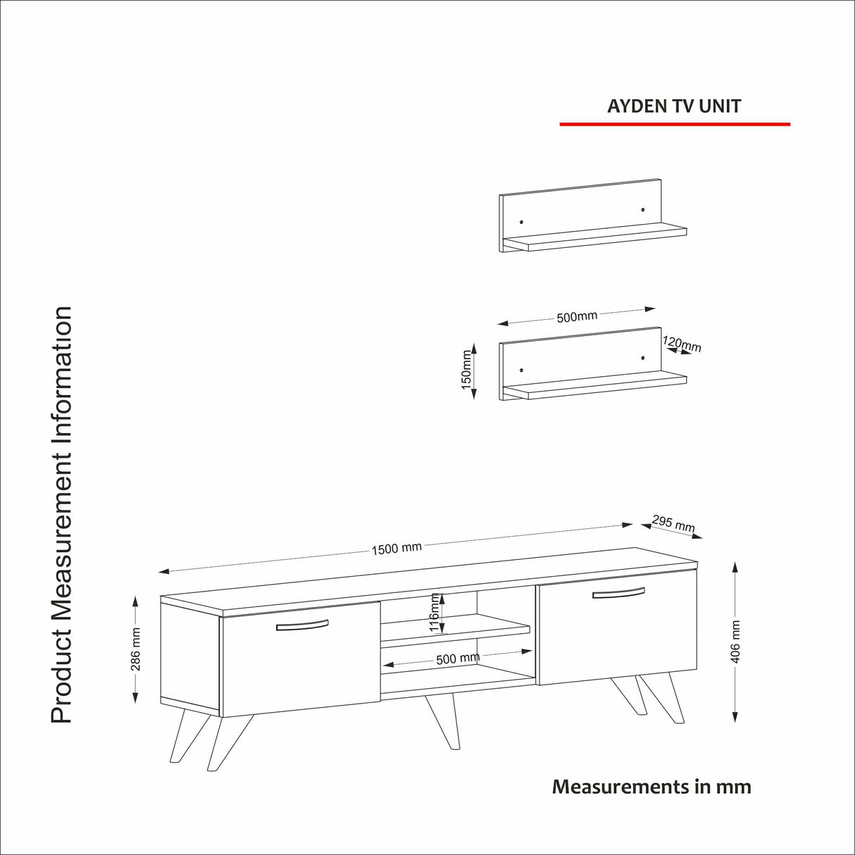 TV -Möbel Ayden Walnut Marmor Melamine 150x40.6x29.5 cm