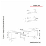 TV -Möbel Ayden Walnut Marmor Melamine 150x40.6x29.5 cm