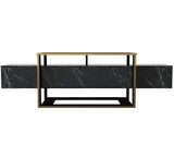 TV -Möbel Bianco Black Gold Melamin 160x49.8x46.1 cm