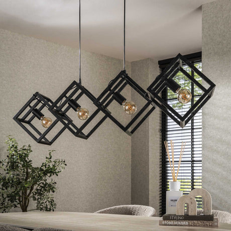 Hanglamp Drew 4-lichts kubus zwart