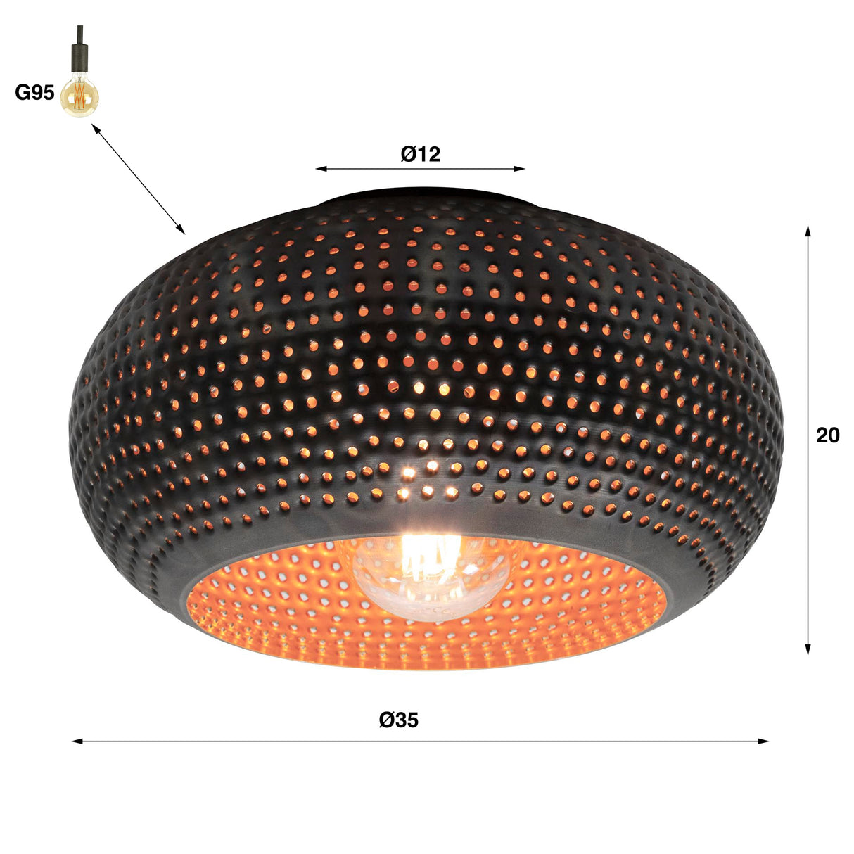 Deckenlampe Industrial Linda Metall Ø35