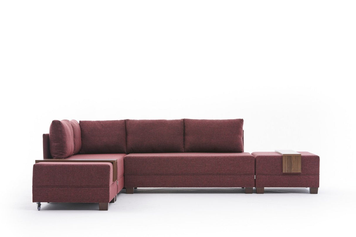 Ecksofa mit Schlaffunktion Left Fly Claret Red