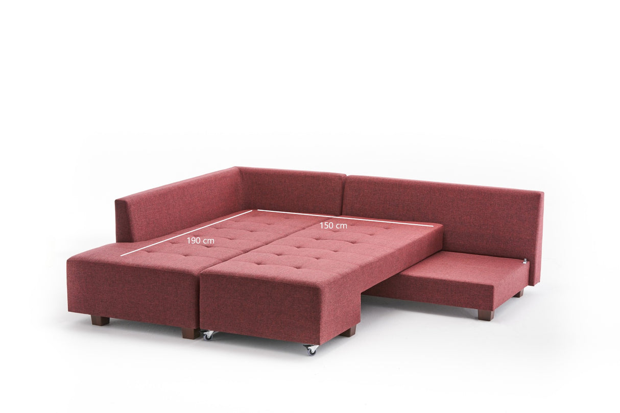 Ecksofa mit Schlaffunktion Links Manama Claret Red