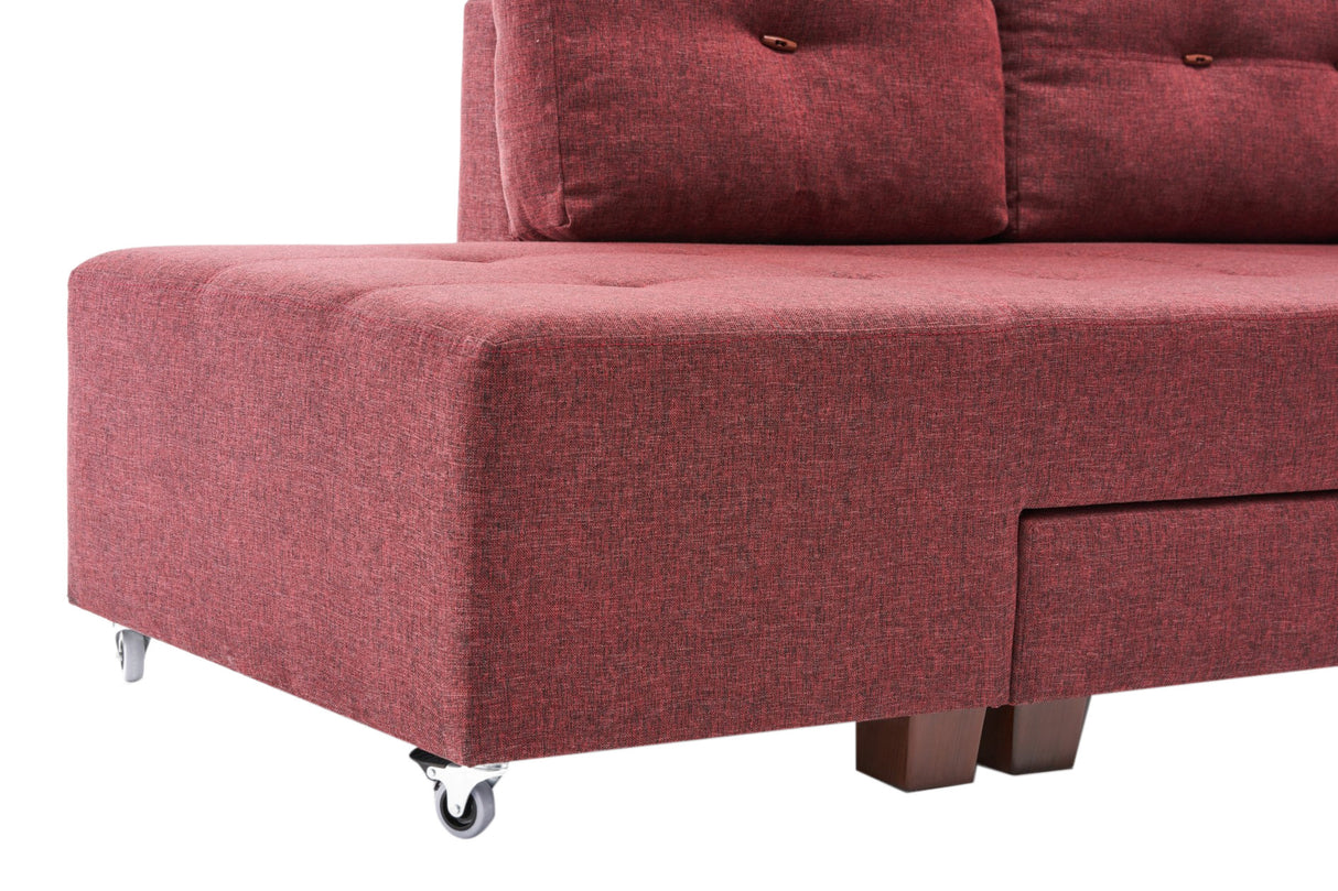 Ecksofa mit Schlaffunktion Links Manama Claret Red