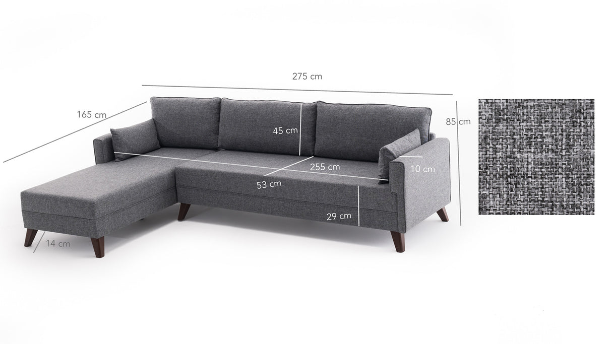 Ecksofa links Bella Grey