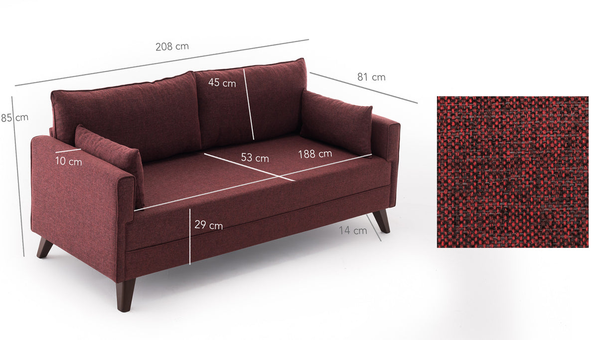 3-Sitzer-Sofa Bella Claret Red