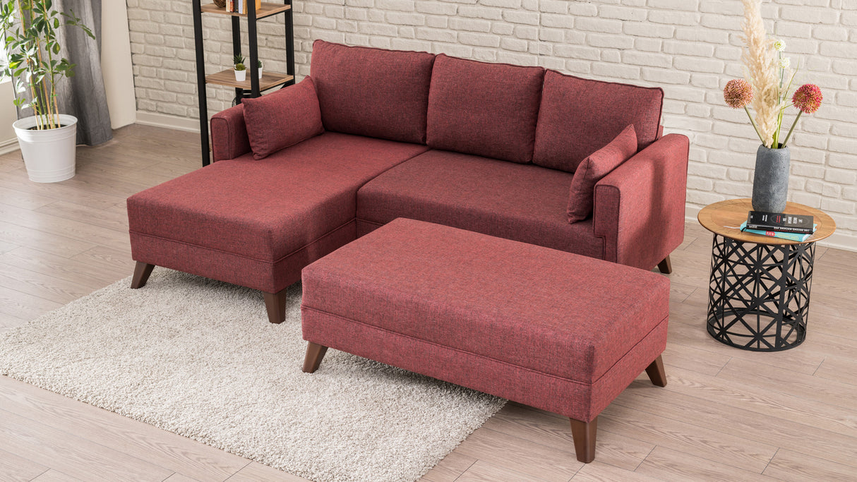 Ecksofa mit Schlaffunktion Links Bella Claret Red