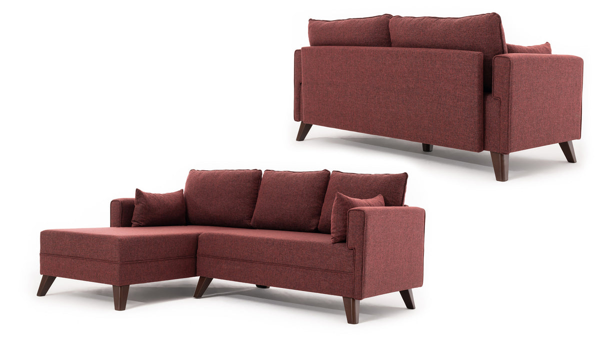 Ecksofa mit Schlaffunktion Links Bella Claret Red