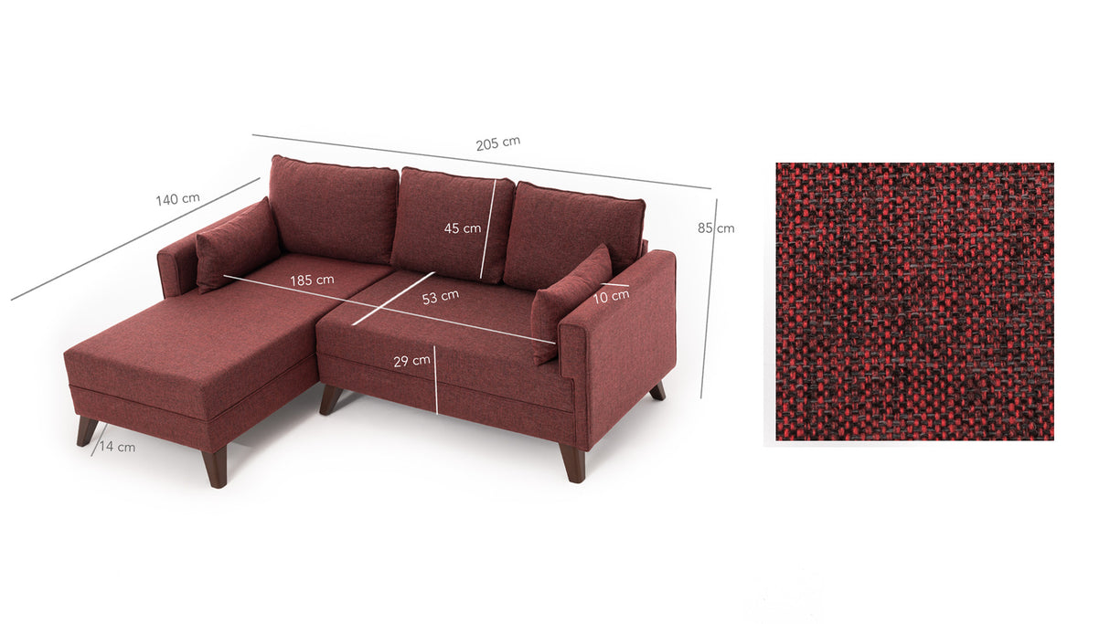 Ecksofa mit Schlaffunktion Links Bella Claret Red