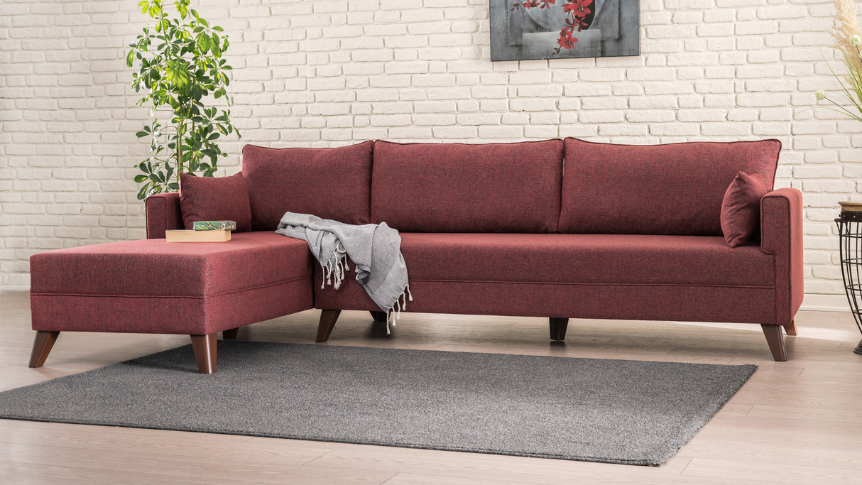 Ecksofa links Bella Claret Red