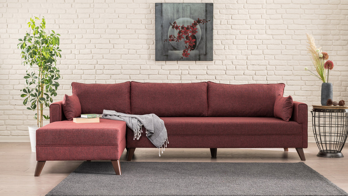 Ecksofa links Bella Claret Red