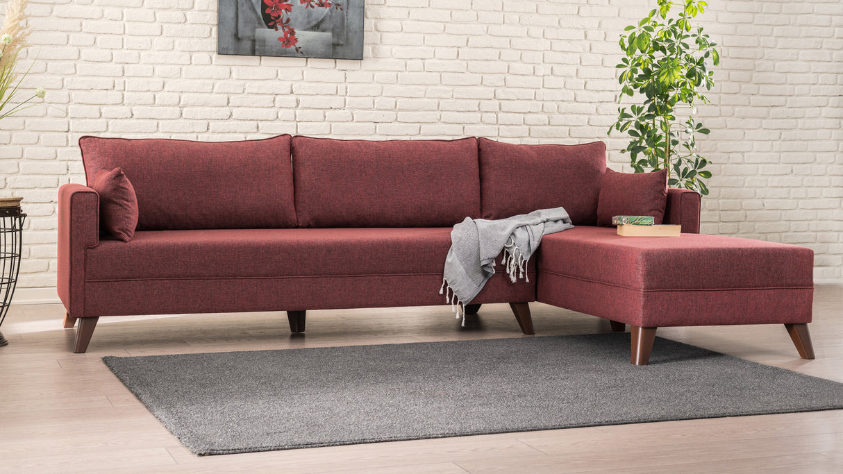 Rechtes Ecksofa Bella Claret Red