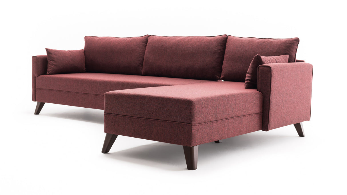 Rechtes Ecksofa Bella Claret Red