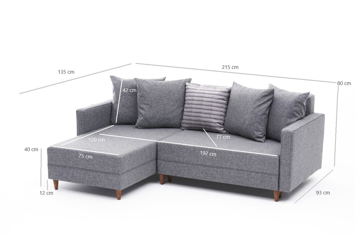 Ecksofa mit Schlaffunktion Links Aydam Grey