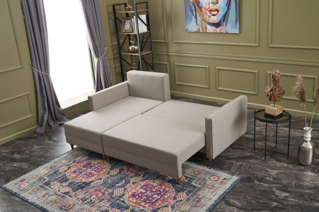 Ecksofa mit Schlaffunktion Links Aydam Creme