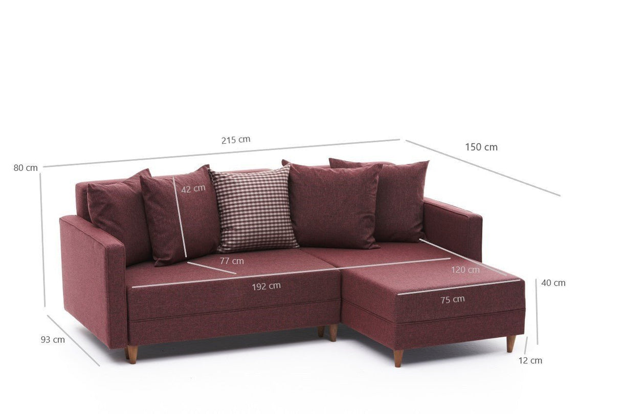 Ecksofa mit Schlaffunktion Rechts Aydam Claret Red