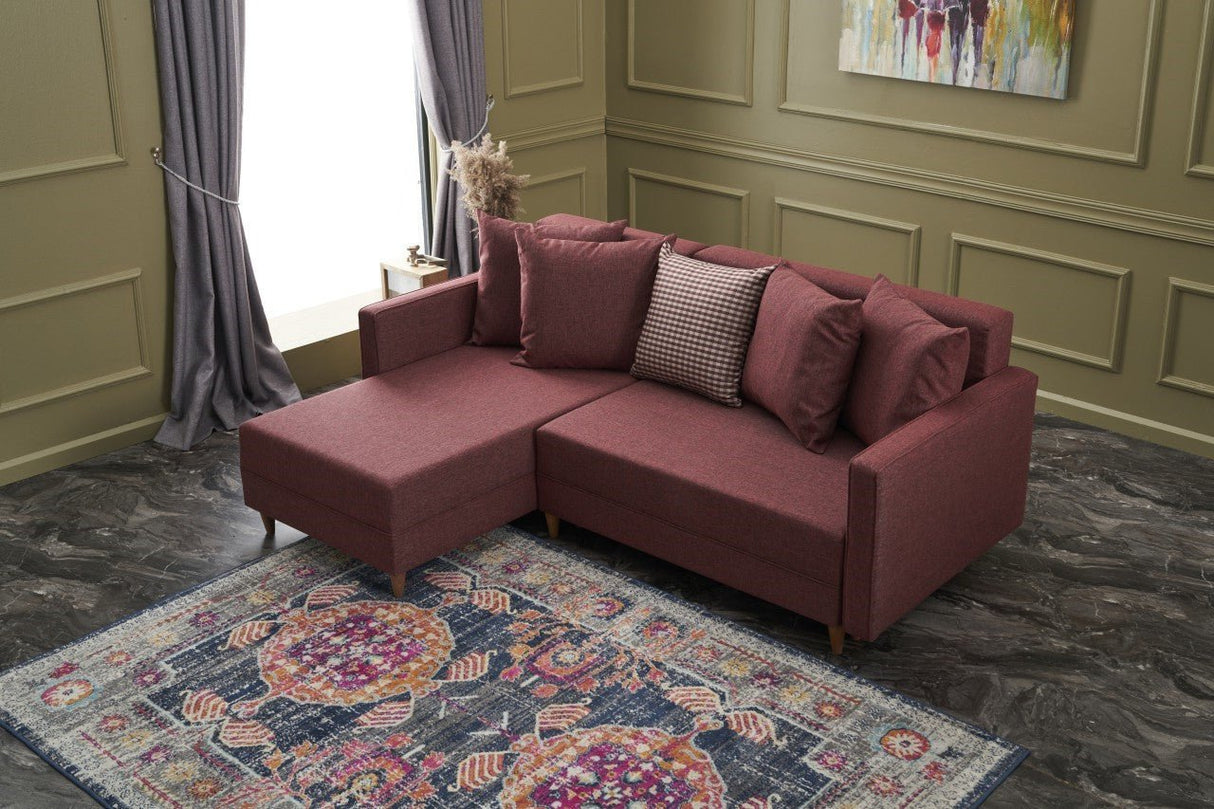 Ecksofa mit Schlaffunktion Links Aydam Claret Red