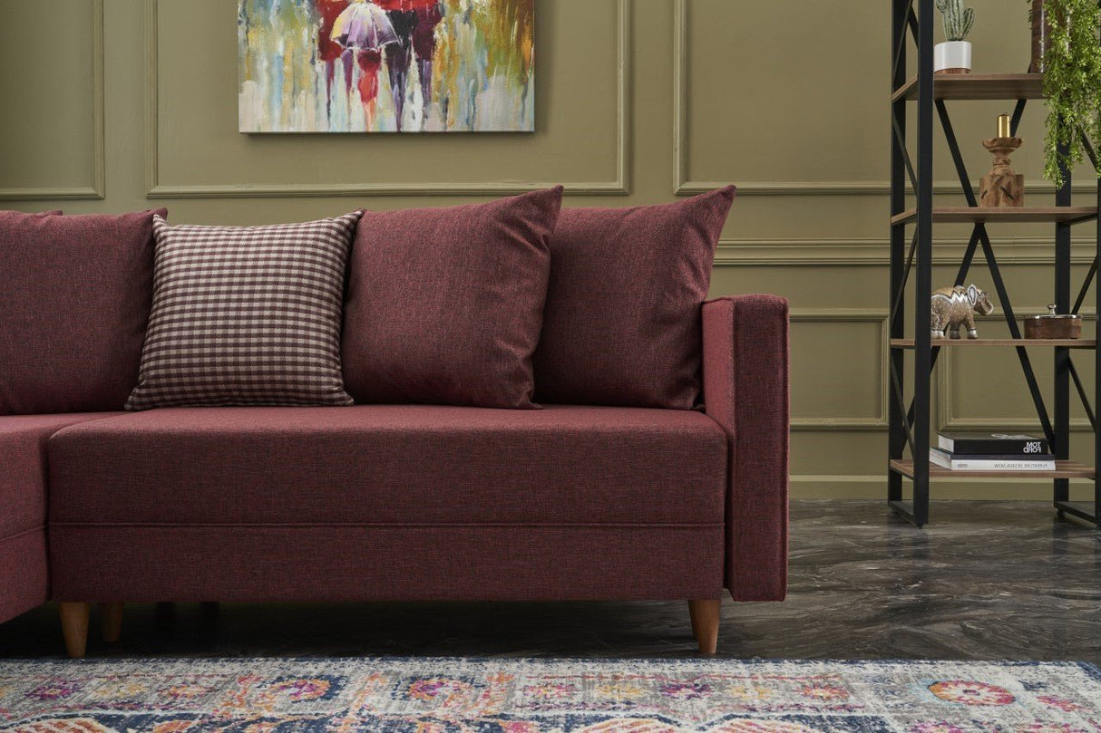 Ecksofa mit Schlaffunktion Links Aydam Claret Red