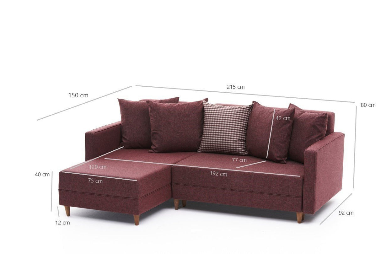 Ecksofa mit Schlaffunktion Links Aydam Claret Red